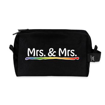Regenbogen Mrs and Mrs weiss LGBT lgbtqi queer - Recycelte Kulturtasche - Schwarz - Vorne