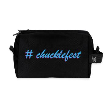 Chucklefest hatch tag slogan - Recycled Toiletry Zip Bag - black - Front
