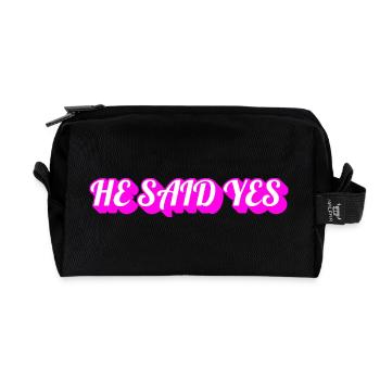 He Said Yes – Gay Groom Bachelor Party & Engagemen - Recycled Toiletry Zip Bag - black - Front