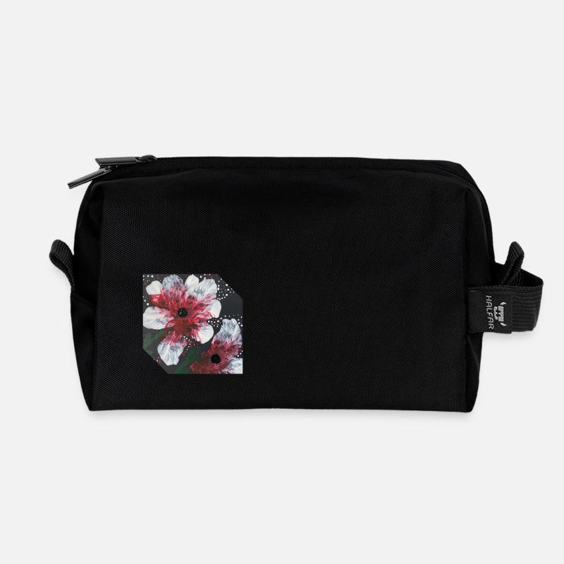 Blumen Design - Recycelte Kulturtasche - Schwarz