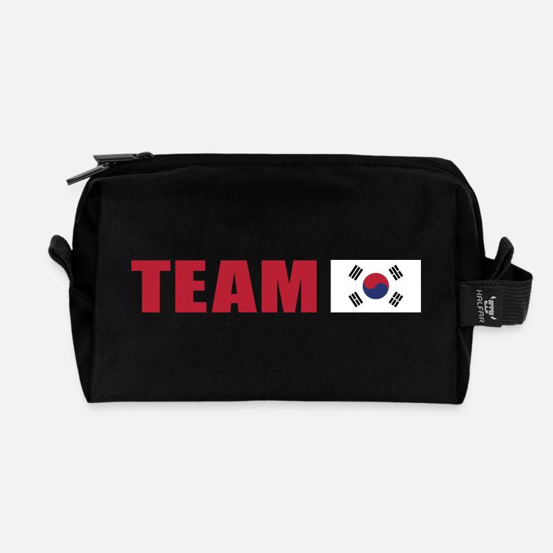 South Korean Flag Inspiration Design - Recycled Toiletry Zip Bag - black