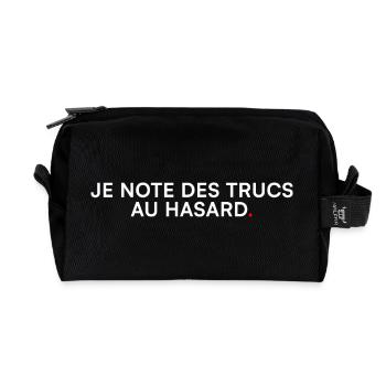 Ich schreibe zufällige Sachen auf – Humor - Recycelte Kulturtasche - Schwarz - Vorne