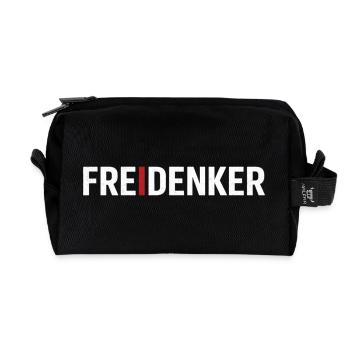 Libre-penseurs – Déclaration typographique forte - Trousse de toilette en tissu recyclé - noir - Devant
