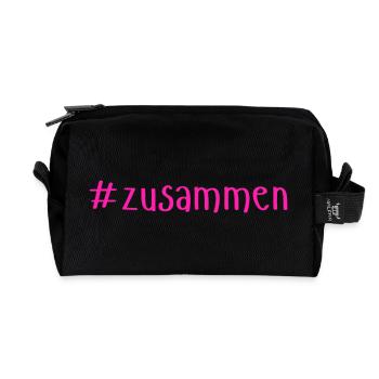 Zusammen stärker – Bold Statement Design - Recycelte Kulturtasche - Schwarz - Vorne