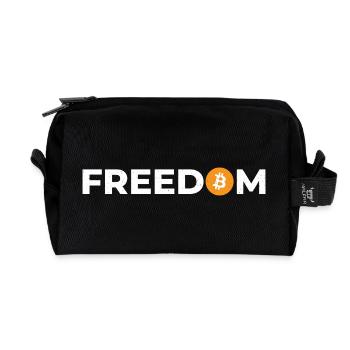Bitcoin Freedom Crypto Blockchain Investisseur Hodl - Trousse de toilette en tissu recyclé - noir - Devant