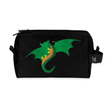 Green Dragon - Children's motif - Recycled Toiletry Zip Bag - black - Front
