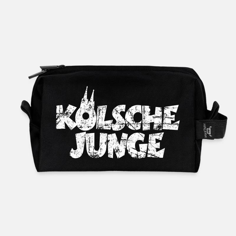 Kölsche Junge (Vintage/Weiß) Jungs aus Köln - Recycelte Kulturtasche - Schwarz