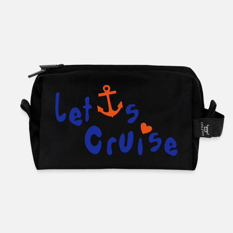 Let's Cruise Maritim mit Anker und Herz - Recycelte Kulturtasche - Schwarz