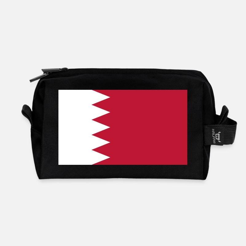 Qatar Flag Flag - Recycled Toiletry Zip Bag - black