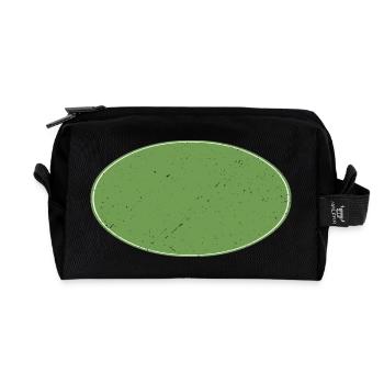 Ovaler Background schmutzig grün - Recycelte Kulturtasche - Schwarz - Vorne