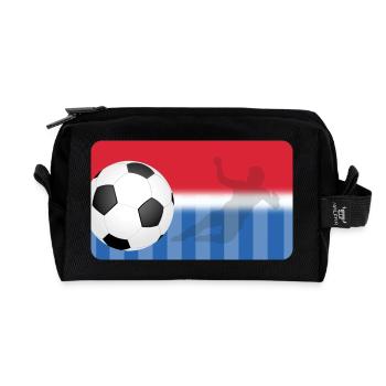 Football - rouge bleu - joueur de football - Trousse de toilette en tissu recyclé - noir - Devant