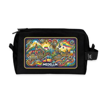 Medellin Columbia City Design - Recycled Toiletry Zip Bag - black - Front