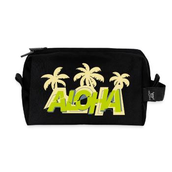 Aloha & Palmen - Recycelte Kulturtasche - Schwarz - Vorne