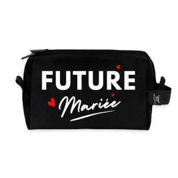Zukünftige Brautherzen - Brautgeschenk - Recycelte Kulturtasche - Schwarz - Vorne
