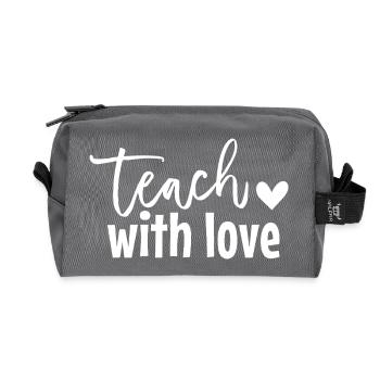 Enseigner avec amour : message réconfortant pour les éducateurs - Trousse de toilette en tissu recyclé - anthracite - Devant