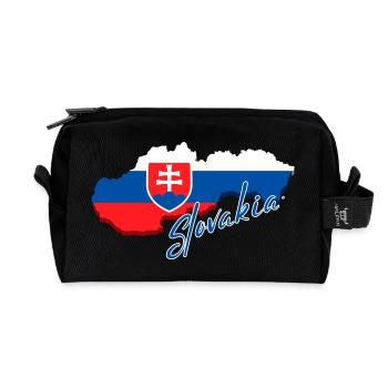 Karte der Slowakei, Flagge der Slowakei - Recycelte Kulturtasche - Schwarz - Vorne