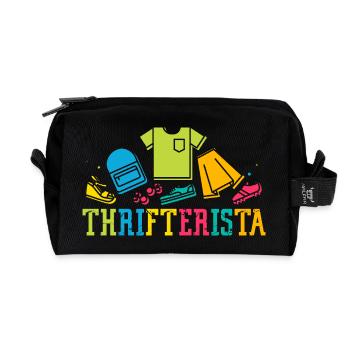 Thrift Shopper Thrifterista Thrift Store - Recycled Toiletry Zip Bag - black - Front