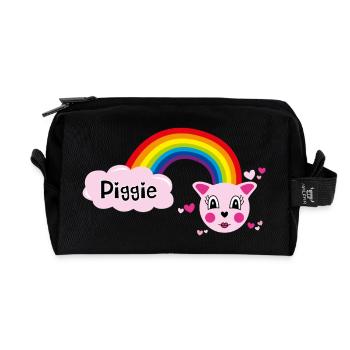Piggie mimi by Helfspawn - Recycled Toiletry Zip Bag - black - Front