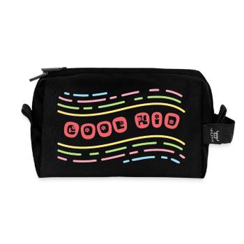 Cool Kid avec des Fleurs - Trousse de toilette en tissu recyclé - noir - Devant