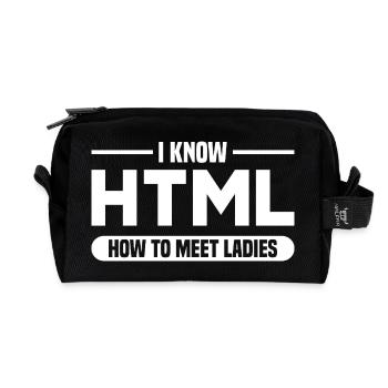 HTML Humor Code Programmer Saying - Recycled Toiletry Zip Bag - black - Front