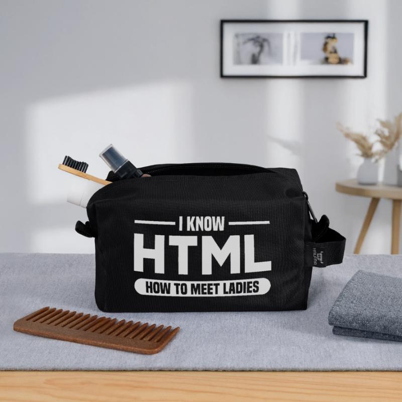 HTML Humor Code Programmer Saying Recycled Toiletry Zip Bag