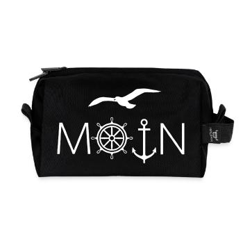 Moin Küstenkind – Maritimes Design mit Anker - Recycelte Kulturtasche - Schwarz - Vorne