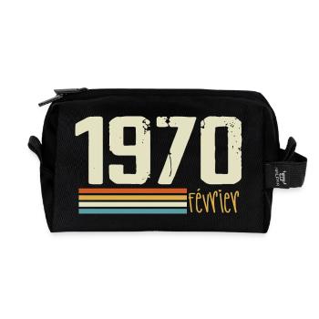 February 1970 - February 1970 Anniversary 1970 - Recycled Toiletry Zip Bag - black - Front