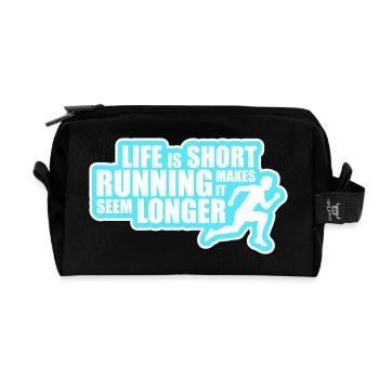 Life Is Short Running Makes It Seem Longer Funny - Recycled Toiletry Zip Bag - black - Front