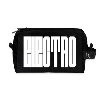 Monochrome Vertical Glyphs - Recycled Toiletry Zip Bag - black - Front