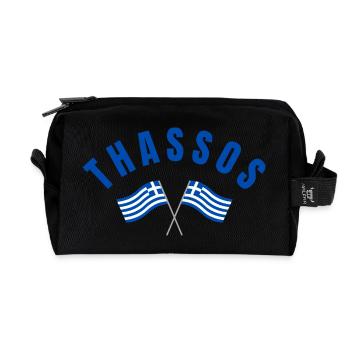 Thassos kreuzte griechische Flaggen - Recycelte Kulturtasche - Schwarz - Vorne