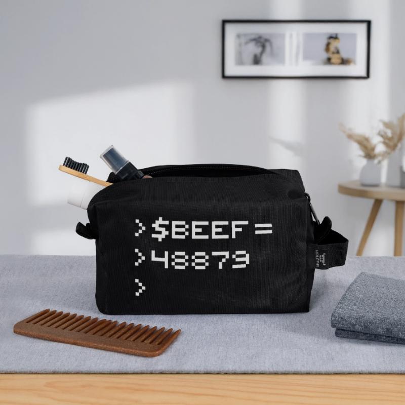 BEEF 8-bit Code Nerd Pixel Terminal Rétro Trousse de toilette en tissu recyclé