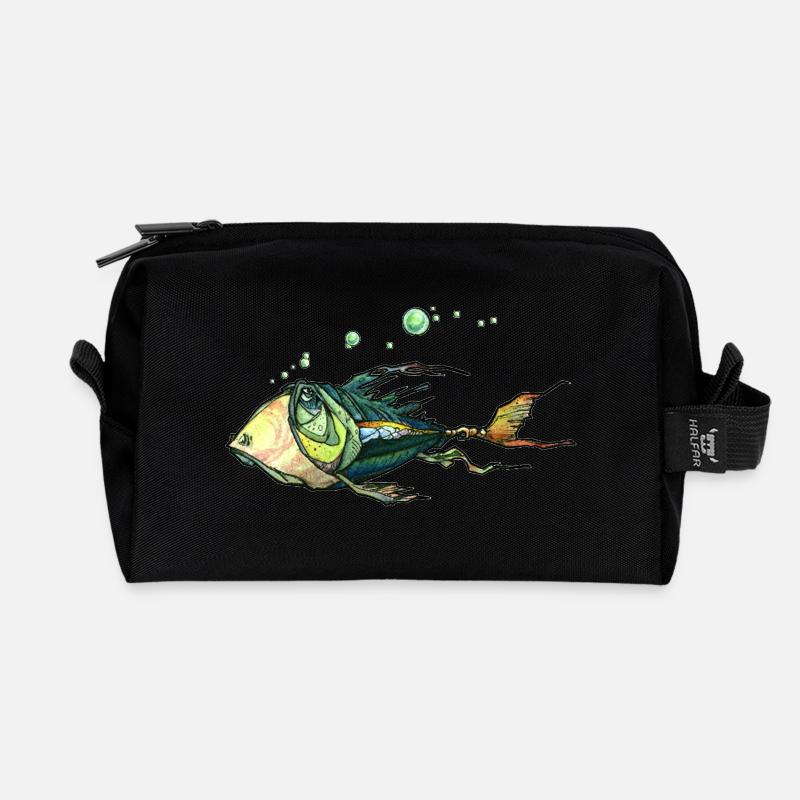 Fisch - Recycelte Kulturtasche - Schwarz