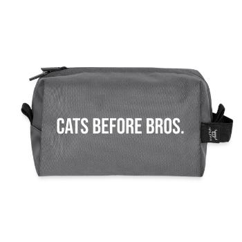 Slogan Les chats avant les frères - Trousse de toilette en tissu recyclé - anthracite - Devant