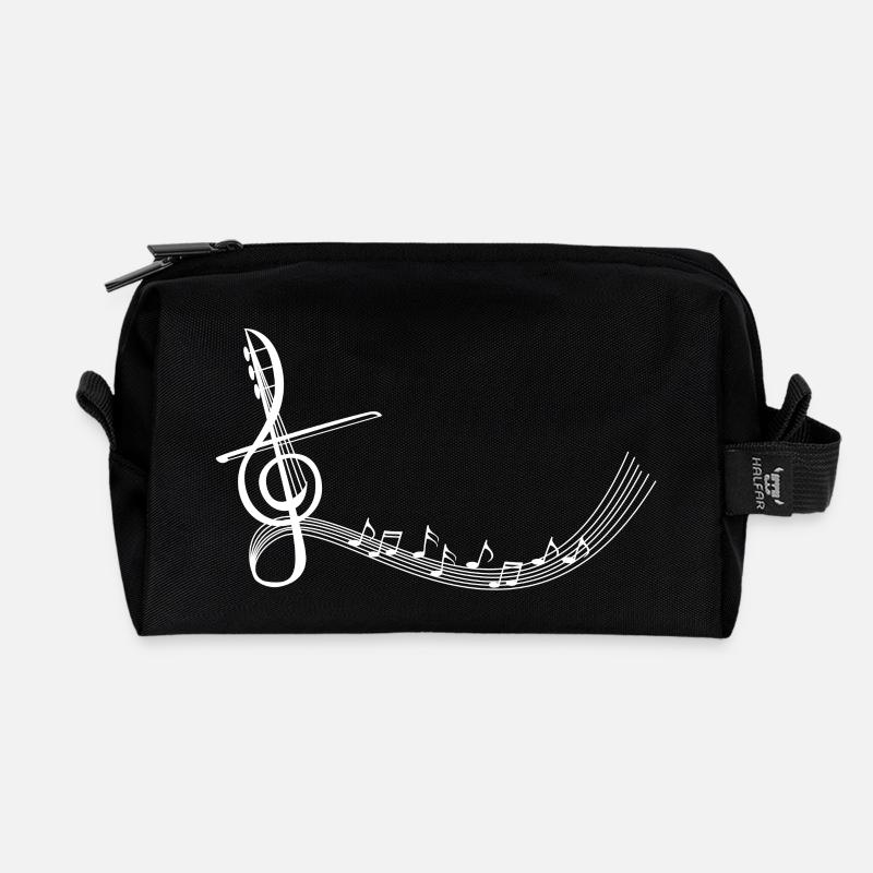 Weiß-Geige&Noten - Recycelte Kulturtasche - Schwarz