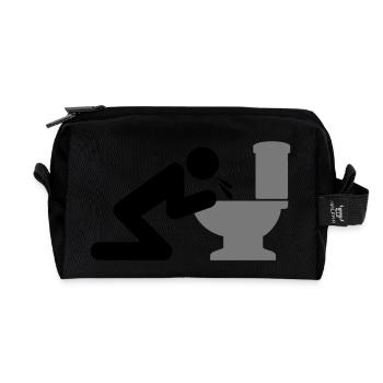 Man puking in the toilet - Recycled Toiletry Zip Bag - black - Front