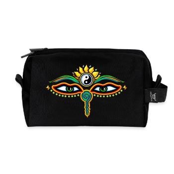 Yeux de Bouddha, sagesse & illumination, Oeil, eye - Trousse de toilette en tissu recyclé - noir - Devant