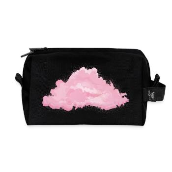 single fluffy white cloud in pink - Recycled Toiletry Zip Bag - black - Front