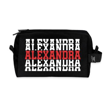 T-Shirt Alexandra T-Shirt Geschenk gestapelter Text - Recycelte Kulturtasche - Schwarz - Vorne