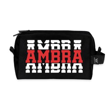 t-shirt ambre t-shirt idée cadeau texte empilé - Trousse de toilette en tissu recyclé - noir - Devant