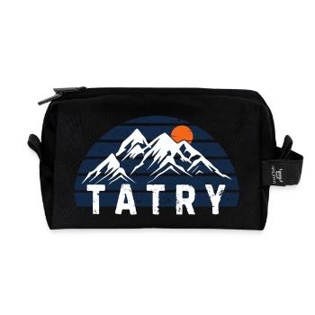 Mountains.Sweatshirt with a mountain motif.Winter break - Recycled Toiletry Zip Bag - black - Front