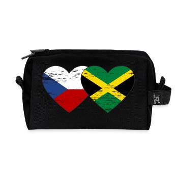 Tschechien Jamaika Flagge Herz used - Recycelte Kulturtasche - Schwarz - Vorne