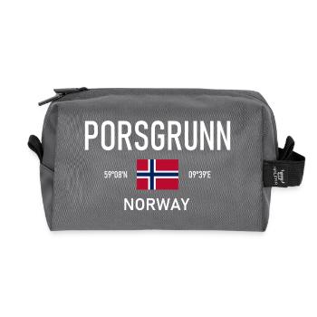 Porsgrunn - Norvège - Coordonnées - Drapeau - Trousse de toilette en tissu recyclé - anthracite - Devant