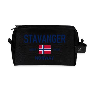 Stavanger - Norvège - Coordonnées - Drapeau - Trousse de toilette en tissu recyclé - noir - Devant