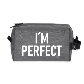 I am perfect - Recycled Toiletry Zip Bag - anthracite - Front
