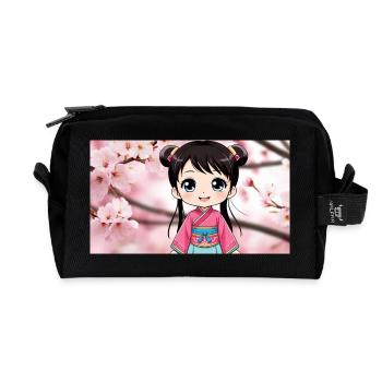 Ein niedliches manga maedchen 1 - Recycelte Kulturtasche - Schwarz - Vorne