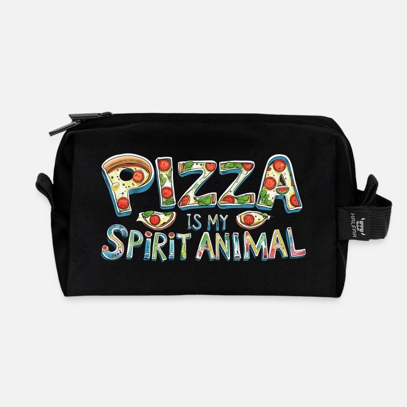 Pizza Love - Recycelte Kulturtasche - Schwarz