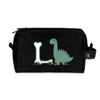 Letter L - Recycled Toiletry Zip Bag - black - Front