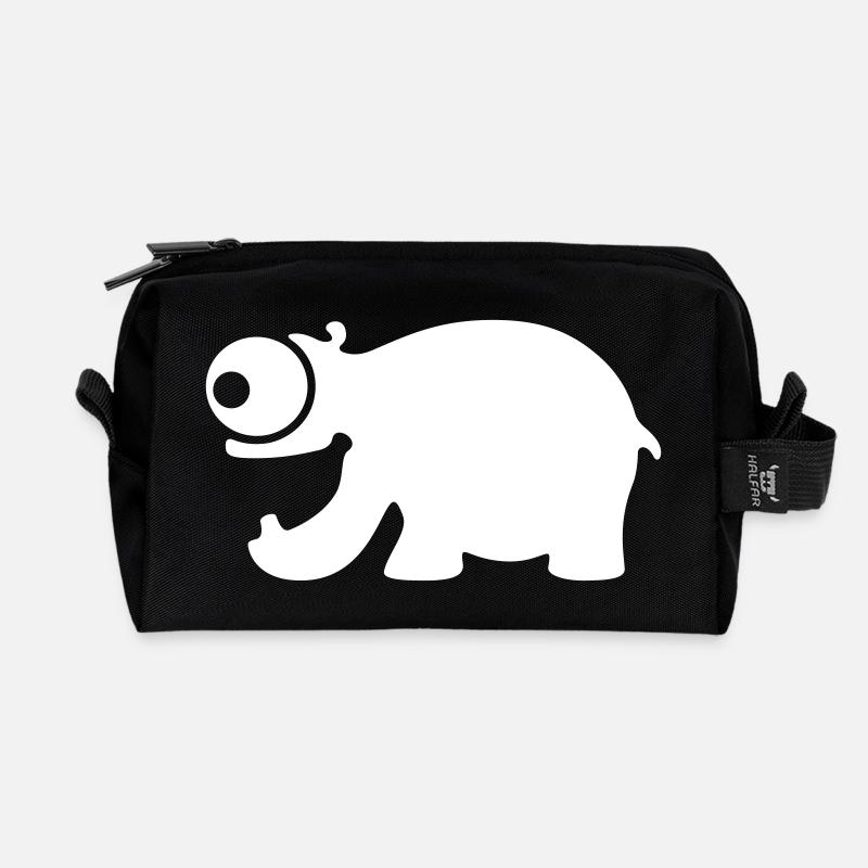 Funny hippo - Recycled Toiletry Zip Bag - black