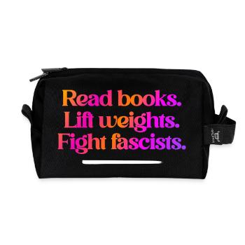 Read Books Lift Weights Anti Fascist - Recycled Toiletry Zip Bag - black - Front