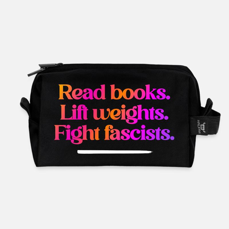 Read Books Lift Weights Anti Fascist - Recycelte Kulturtasche - Schwarz